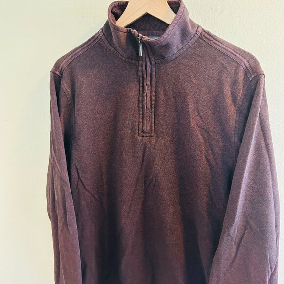Van Heusen Flex Quarter Zip Pullover Size Medium Burgundy Sweater Long Sleeve - Picture 3 of 10